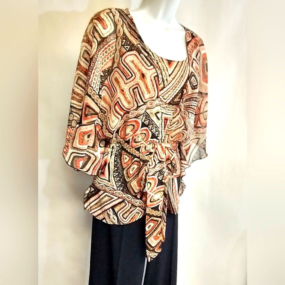 Serenade NY 2 Pc Set Tank Sheer Tunic Blouse Size S